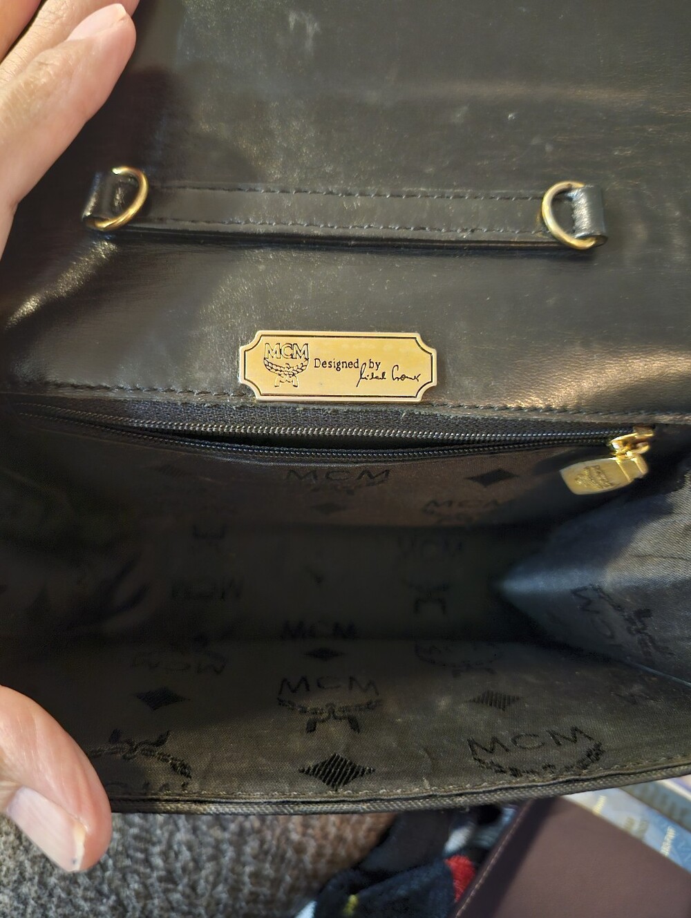 Vintage MCM Black Monogram Rare Clutch Shoulder Bag. - Picture 5 of 12